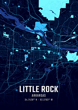 Little Rock Arkansas Midnight City Map