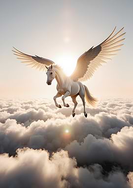 Pegasus Flying Above Clouds
