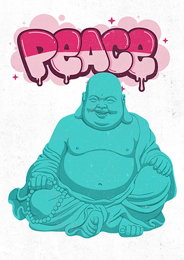 Buddha with Peace Graffiti