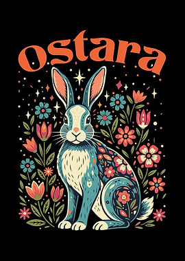 Ostara Rabbit with Flowers