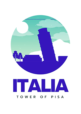 Italia Tower of Pisa Travel Poster