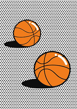 Two Basketballs on Polka Dot Background
