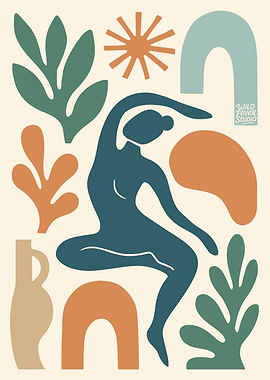 Abstract Matisse-inspired Dancer and Botanicals
