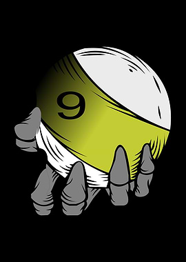 Skeleton Hand Holding Billiard Ball