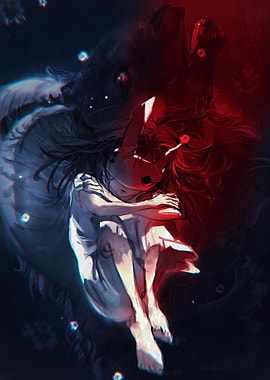 Dual-toned figure with mask