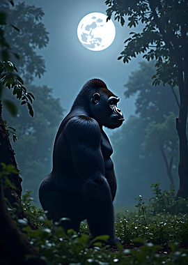 Gorilla in the moonlight