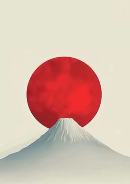 Mount Fuji and Red Sun