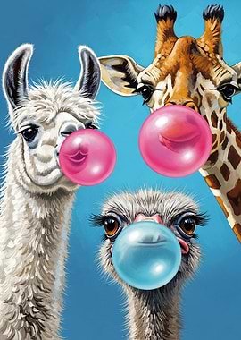 Animals Blowing Bubble Gum