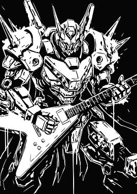 Robot playing a guitar