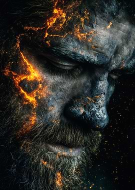 Burning Man Face Ember Portrait