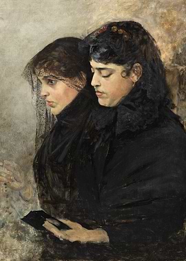Two Women in Black Veils