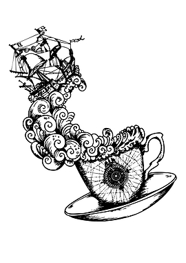Steampunk Ship in a Coffee Cup