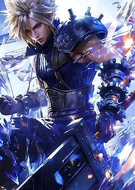 Cloud Strife in battle