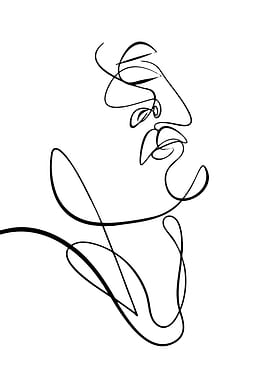 Abstract Face Line Art