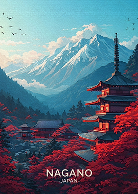 Nagano Japan Pagoda Mountains