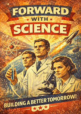 Forward with Science Vintage Poster