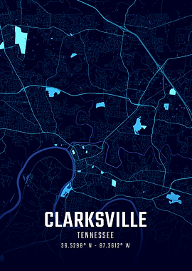 Clarksville Tennessee Midnight City Map