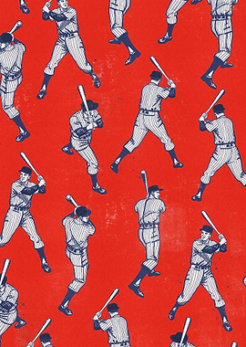 Vintage Baseball Players Pattern