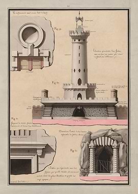 Architectural Drawing of a Tower and Details