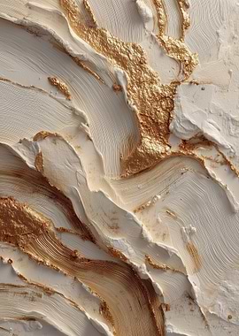 Textured Gold and White Abstract