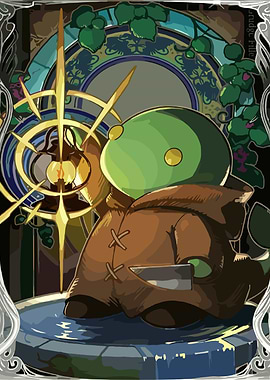 Cute Green Creature with Lantern