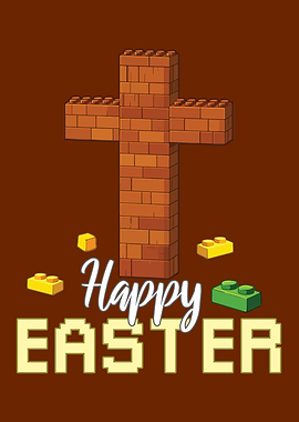 Happy Easter Brick Cross