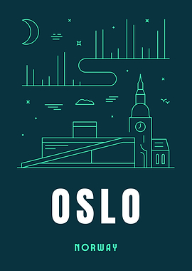 Oslo Cityscape with Northern Lights