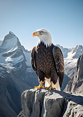 Majestic Bald Eagle on Mountain Peak
