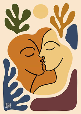 Abstract Kissing Couple