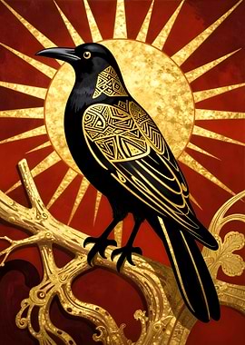 Black Crow on a Golden Branch