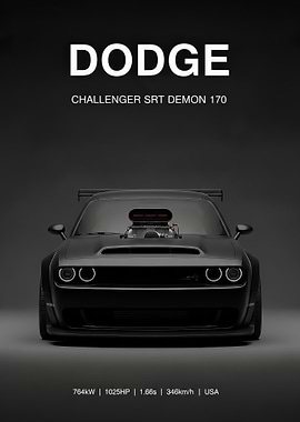 black Dodge Challenger SRT Demon 170