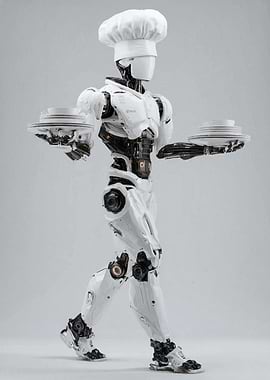 Robot Chef Carrying Plates