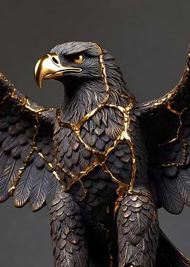 Kintsugi Eagle Sculpture