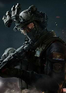 Soldier with Night Vision Goggles