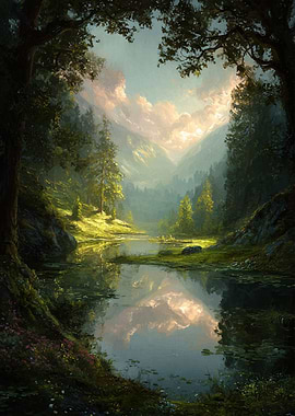 Serene Mountain Lake Reflection