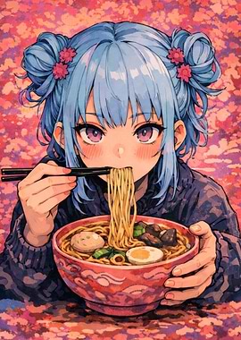 Anime Girl Eating Ramen