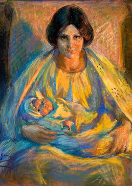 Mother and Child Pastel Portrait