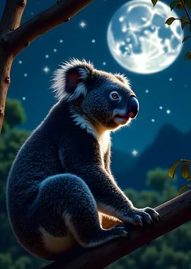 Koala under the moonlight