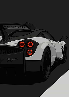 Pagani Car Rear View Illustration
