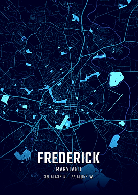 Frederick Maryland Midnight City Map