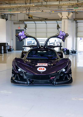 Purple Hypercar with Butterfly Doors Open