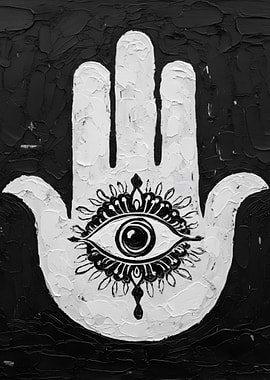 Hamsa Hand with Evil Eye Painting