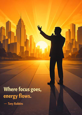 Silhouette of a speaker in a city at sunrise