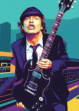 Angus Young with Guitar