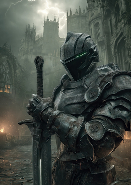 Knight with Sword in Dark Castle