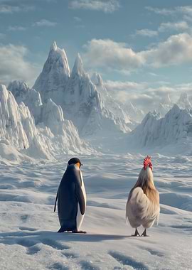 But why Penguin and Chicken in Snowy Mountains