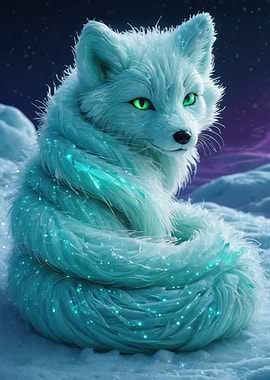Aurora Ice Fox — Glowing Arctic Spirit Portrait
