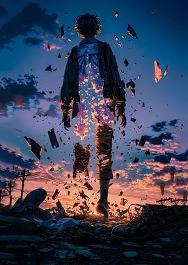 Deconstructing Figure at Sunset