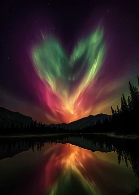 Heart-shaped Aurora Borealis Reflection