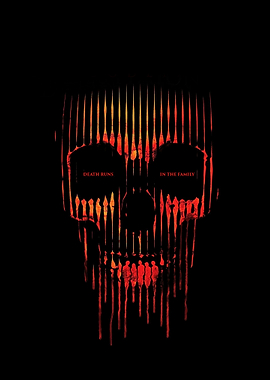 Skull with dripping red and orange lines